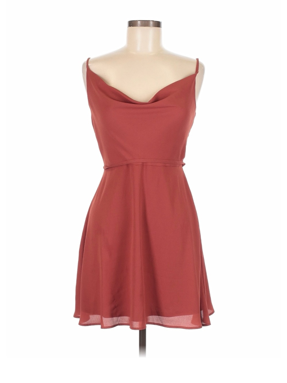 Lola Grace Rust Red Cowl Neck Spaghetti Strap Dress